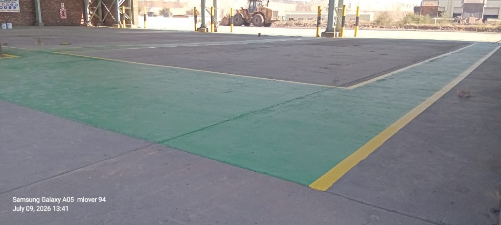Organised logistics yard with safety markings